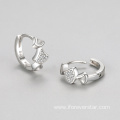 9255 Sterling Silver CZ Hoop Earrings Silver